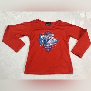 Girl’s Harley Davidson Orange Butterfly Glitter long sleeve top size 4